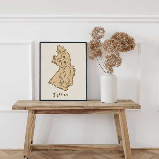 Beispiel eines personalisierten Haustierportraits in Pastellfarben
