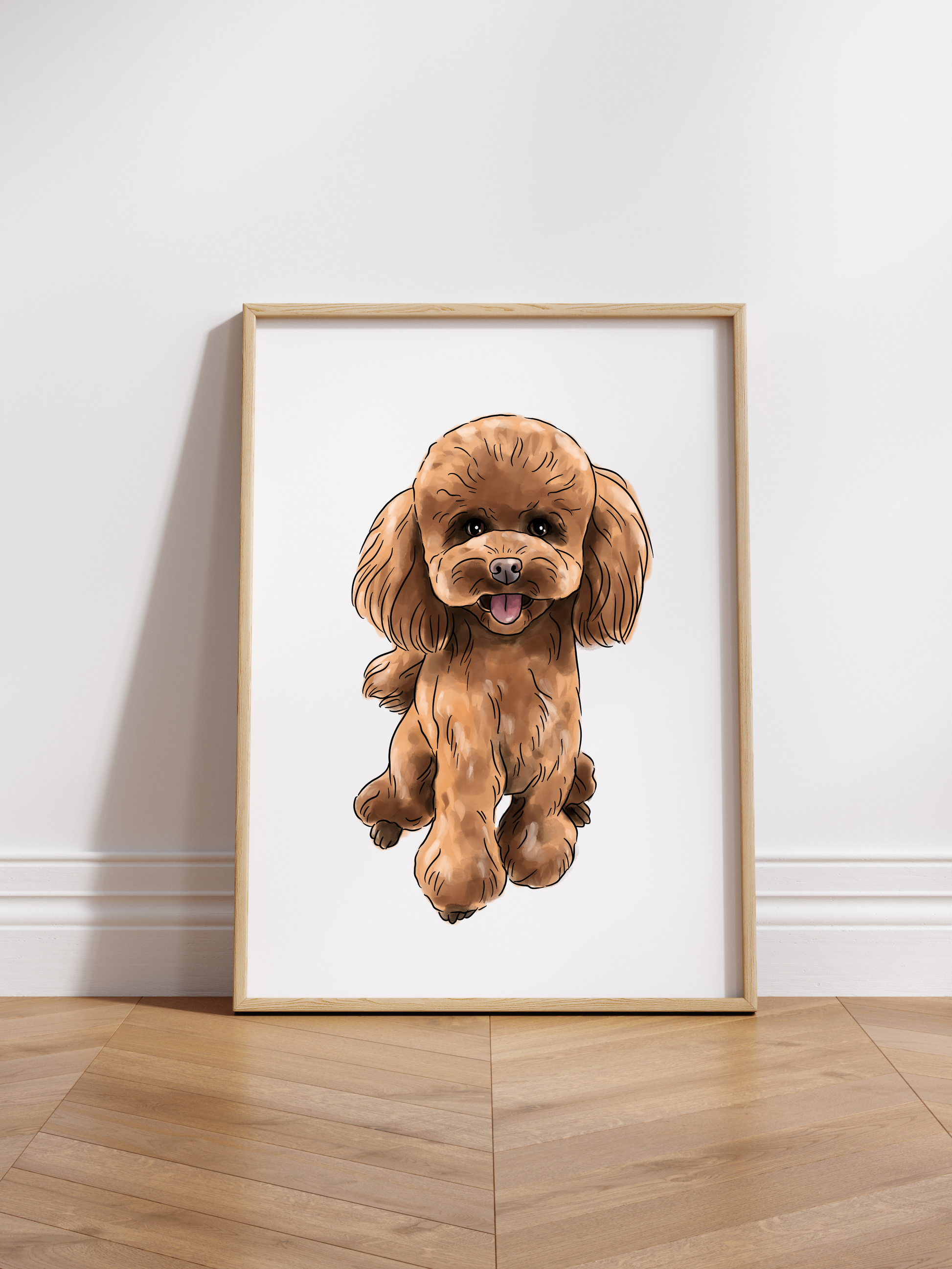 Vergleich: Originalfoto und fertiges Aquarell-Hundeportrait