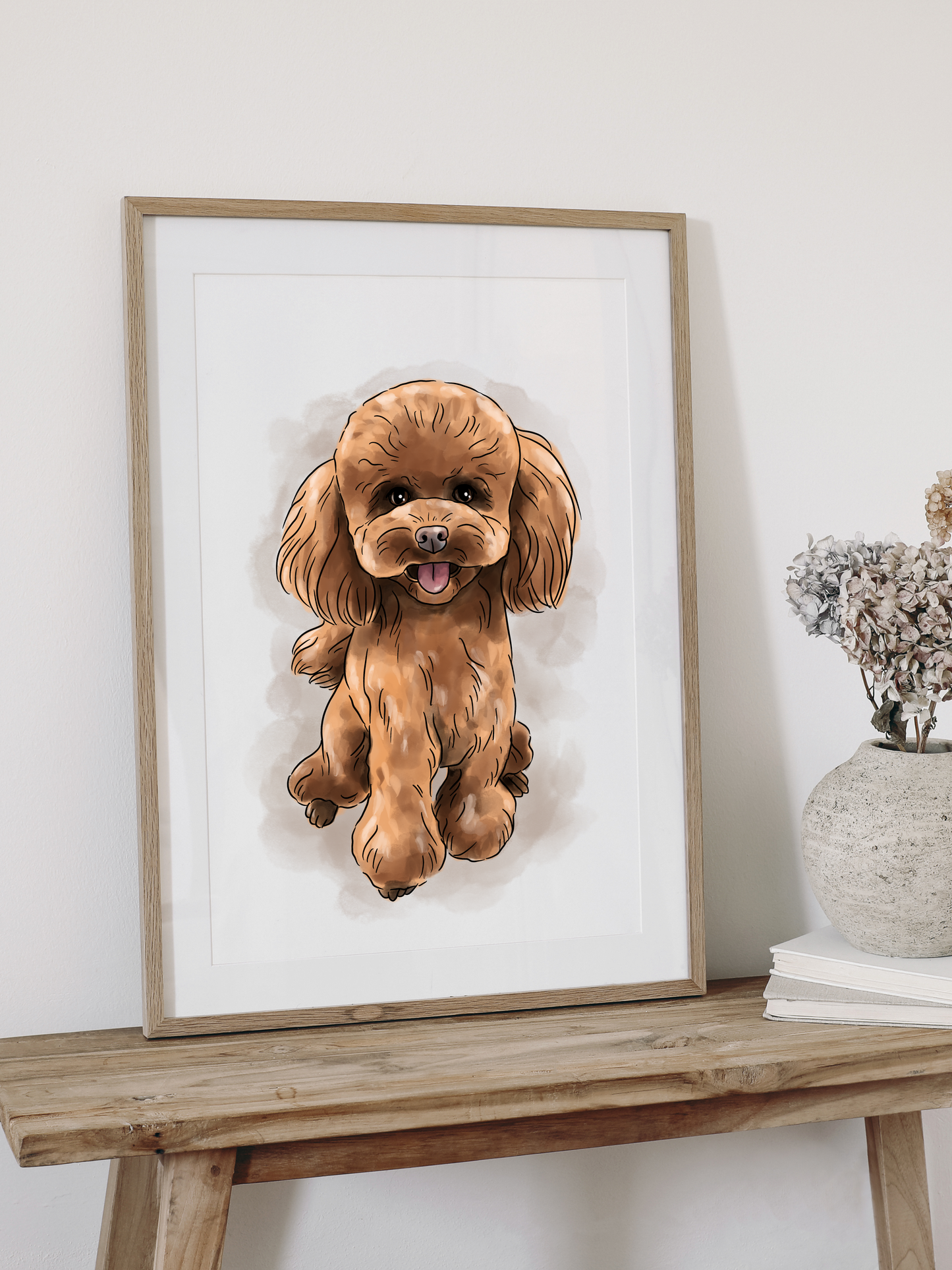 Hand-painted watercolor dog portrait from photo - Digital file + Print & Frame