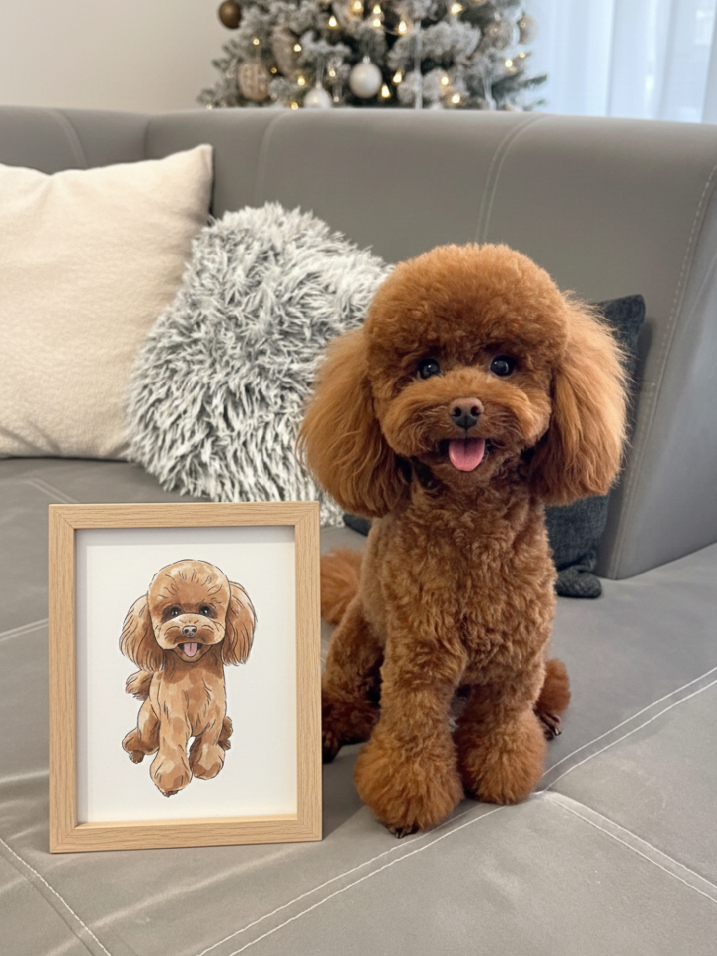 Hand-painted watercolor dog portrait from photo - Digital file + Print & Frame