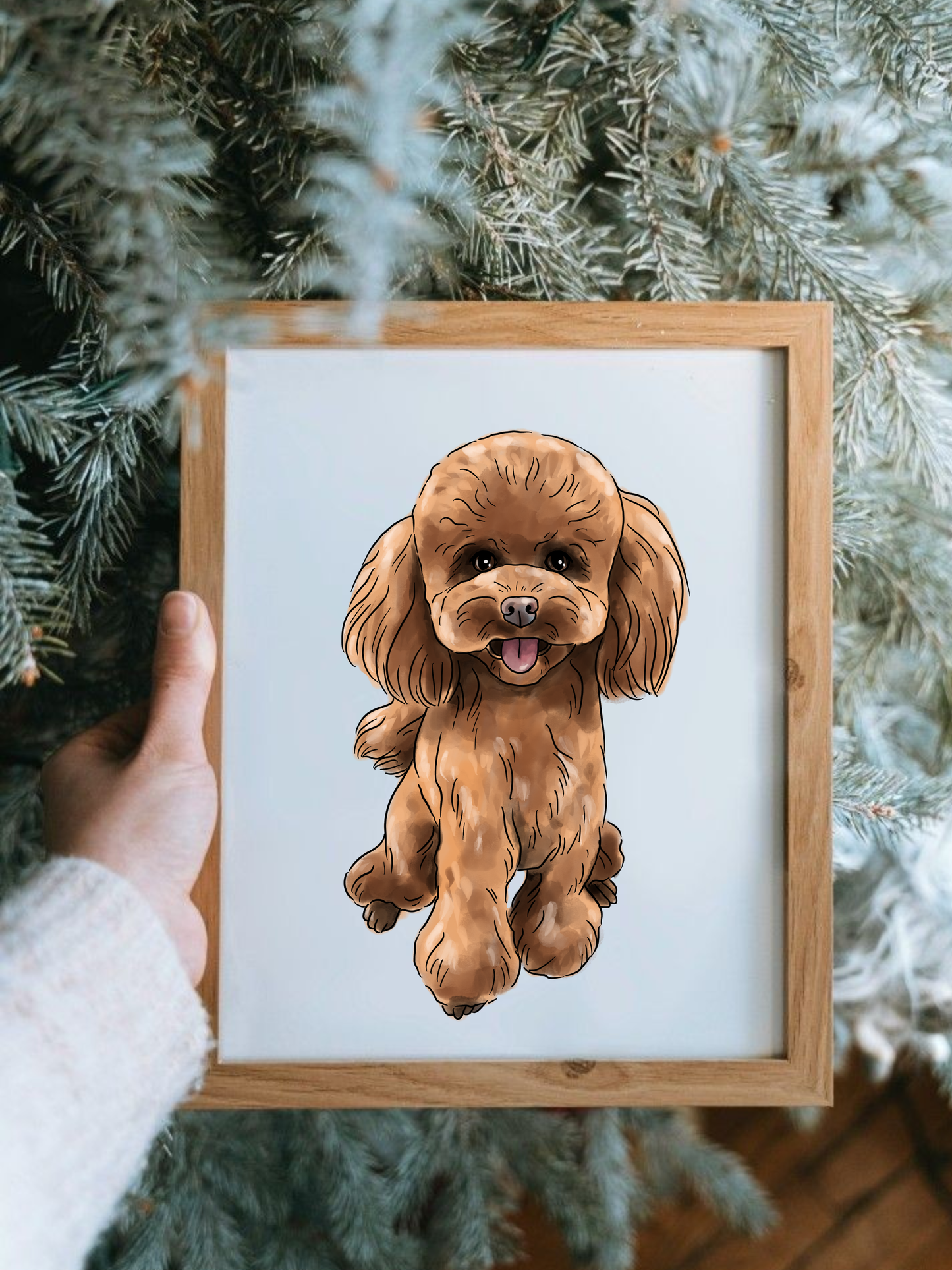 Hand-painted watercolor dog portrait from photo - Digital file + Print & Frame