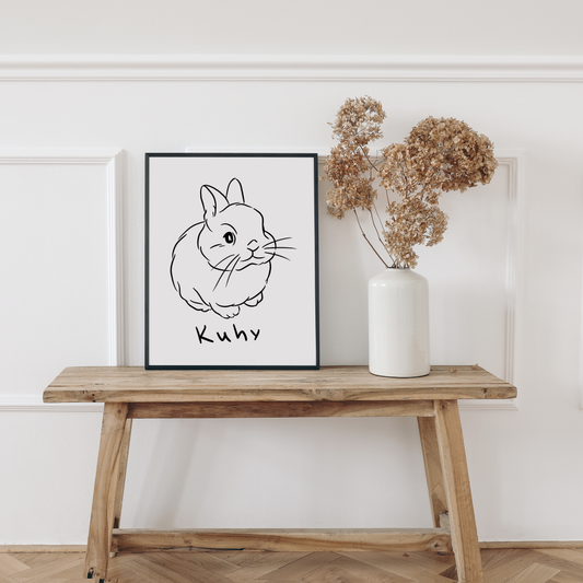 Beispiel eines personalisierten Hasen-Linienportraits