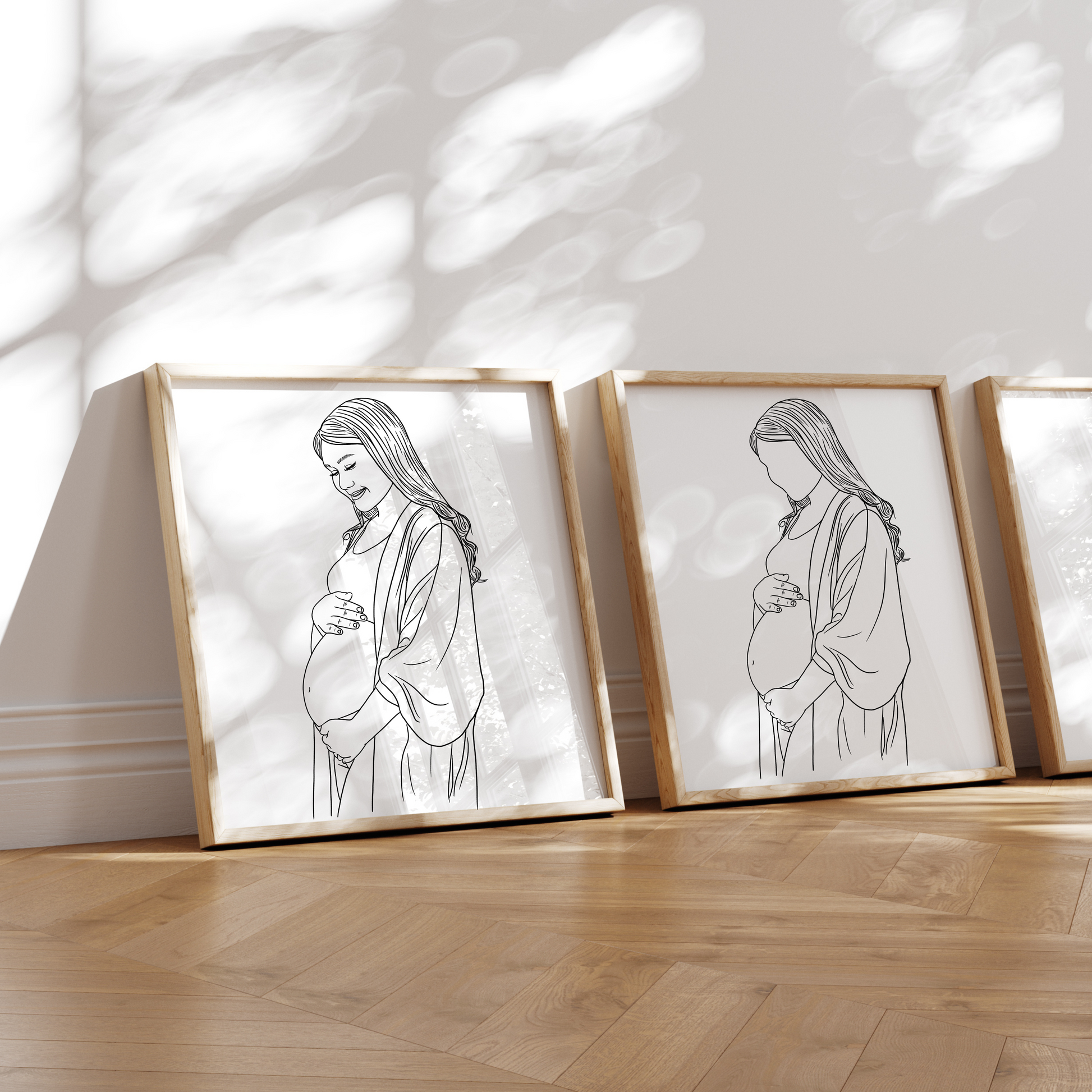 Gerahmtes Schwangerschaftsportrait als Wanddekoration im Kinderzimmer oder Schlafzimmer