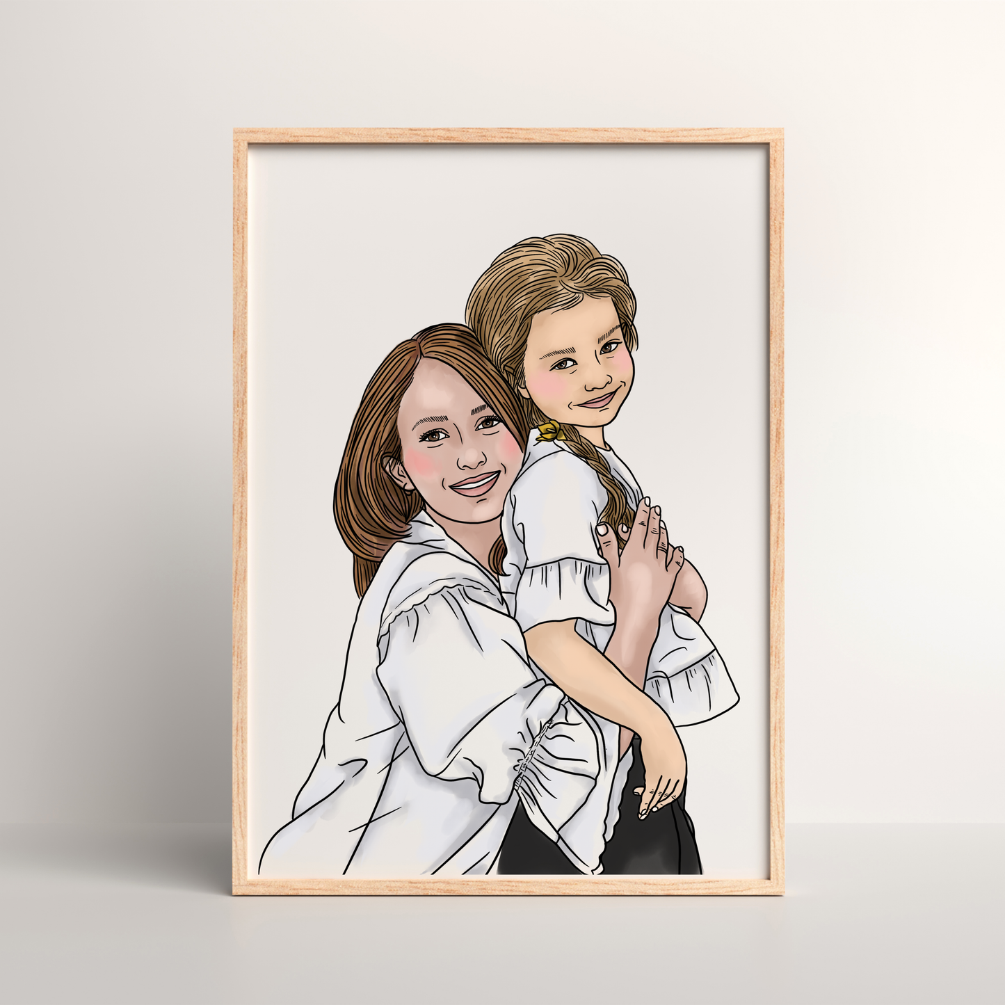 Aquarell-Portrait zwei Personen in warmen Farbtönen