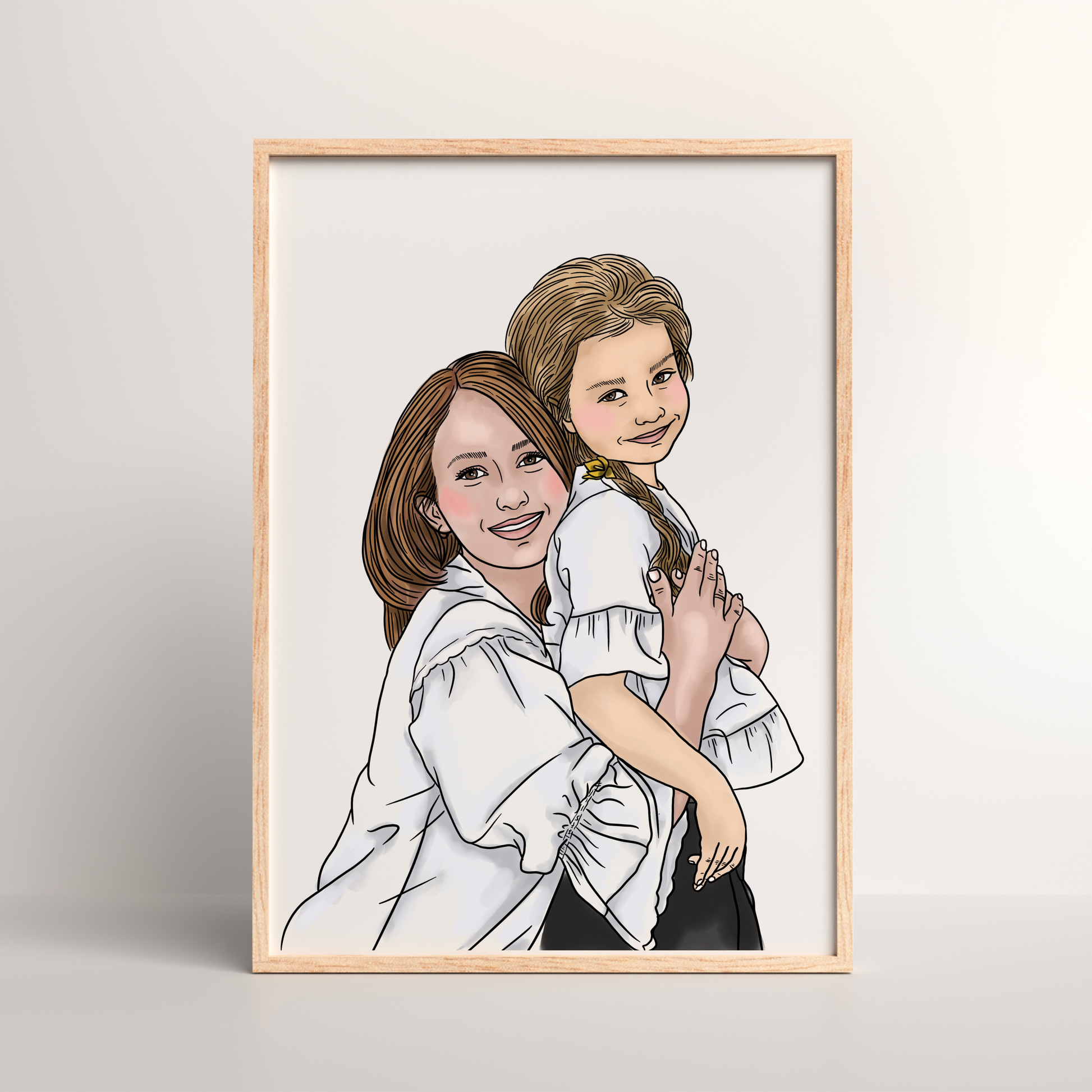 Aquarell-Portrait zwei Personen in warmen Farbtönen
