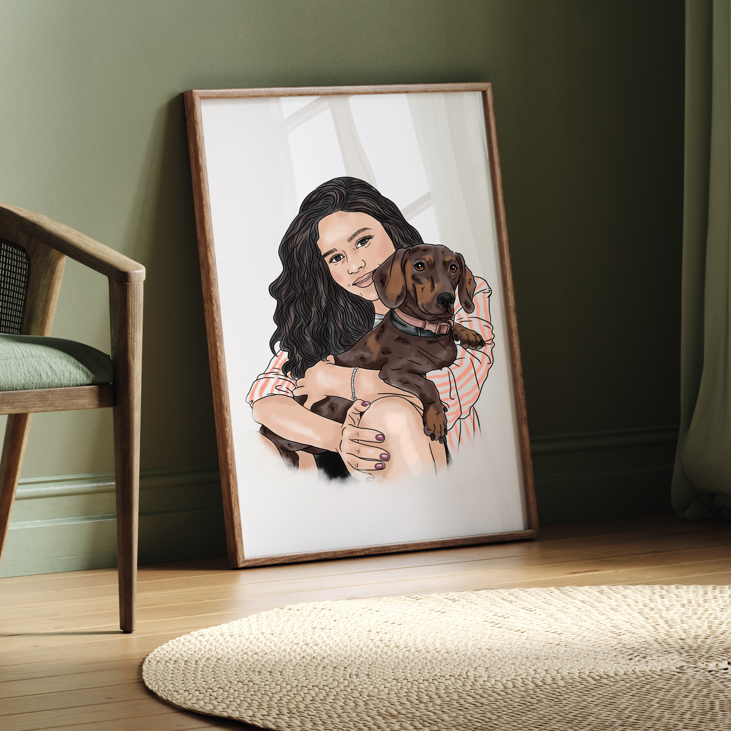 Originalfoto für personalisiertes Aquarell-Portrait Frau und Hund