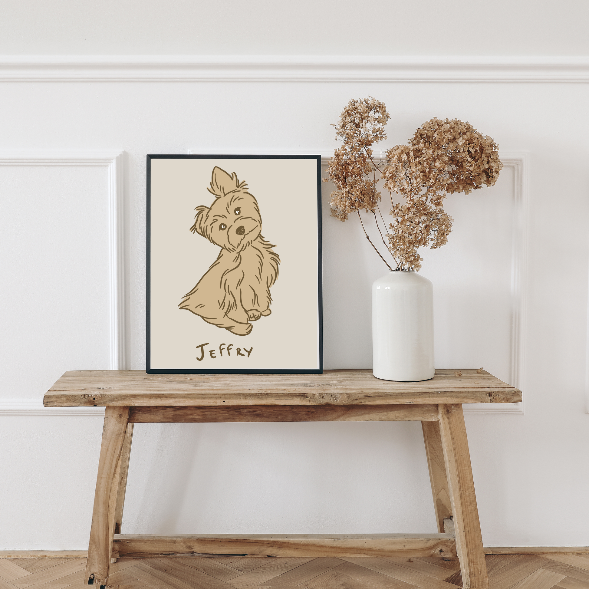 Beispiel eines personalisierten Haustierportraits in Pastellfarben