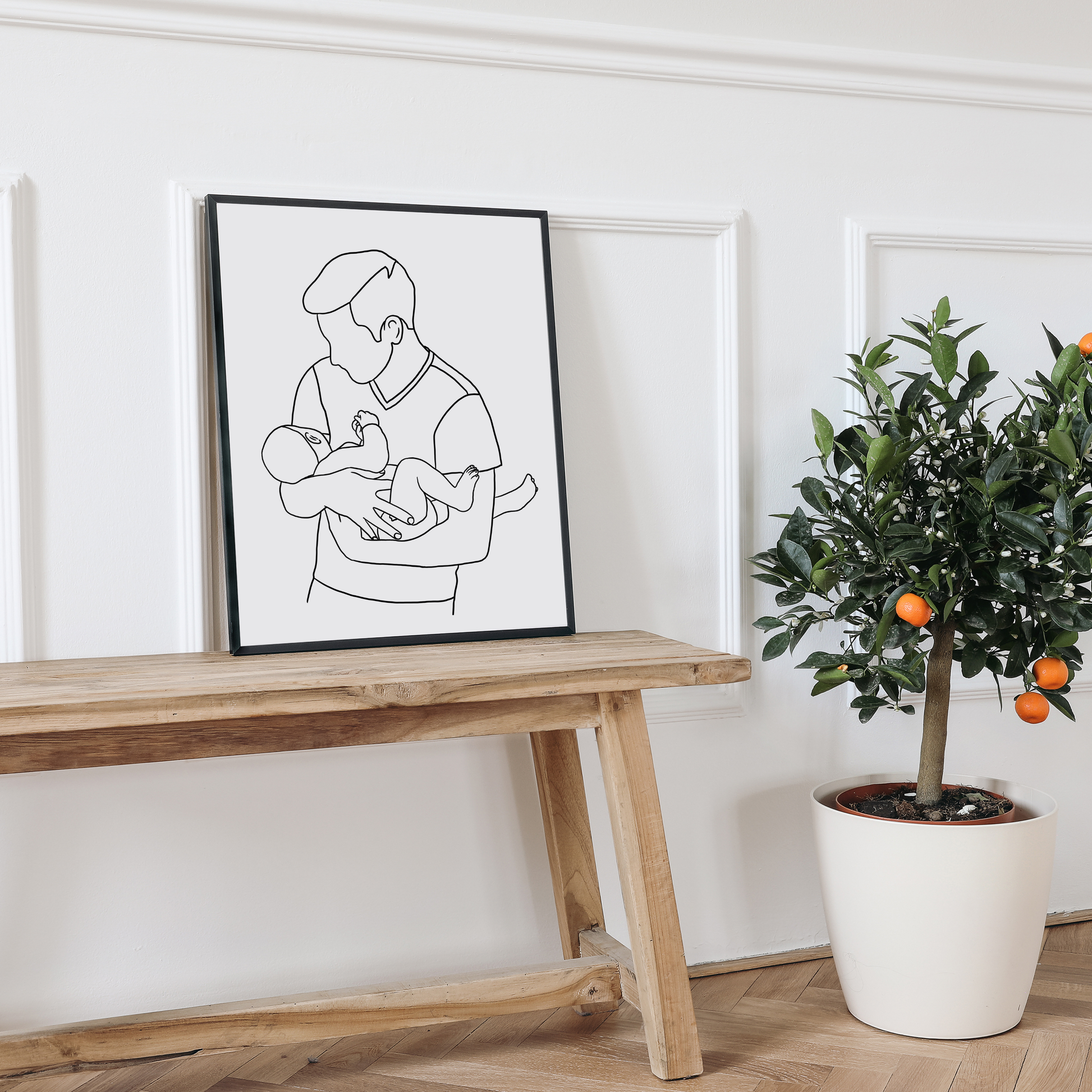 Gerahmtes minimalistisches Silhouetten-Portrait - Zeitlose Wandkunst