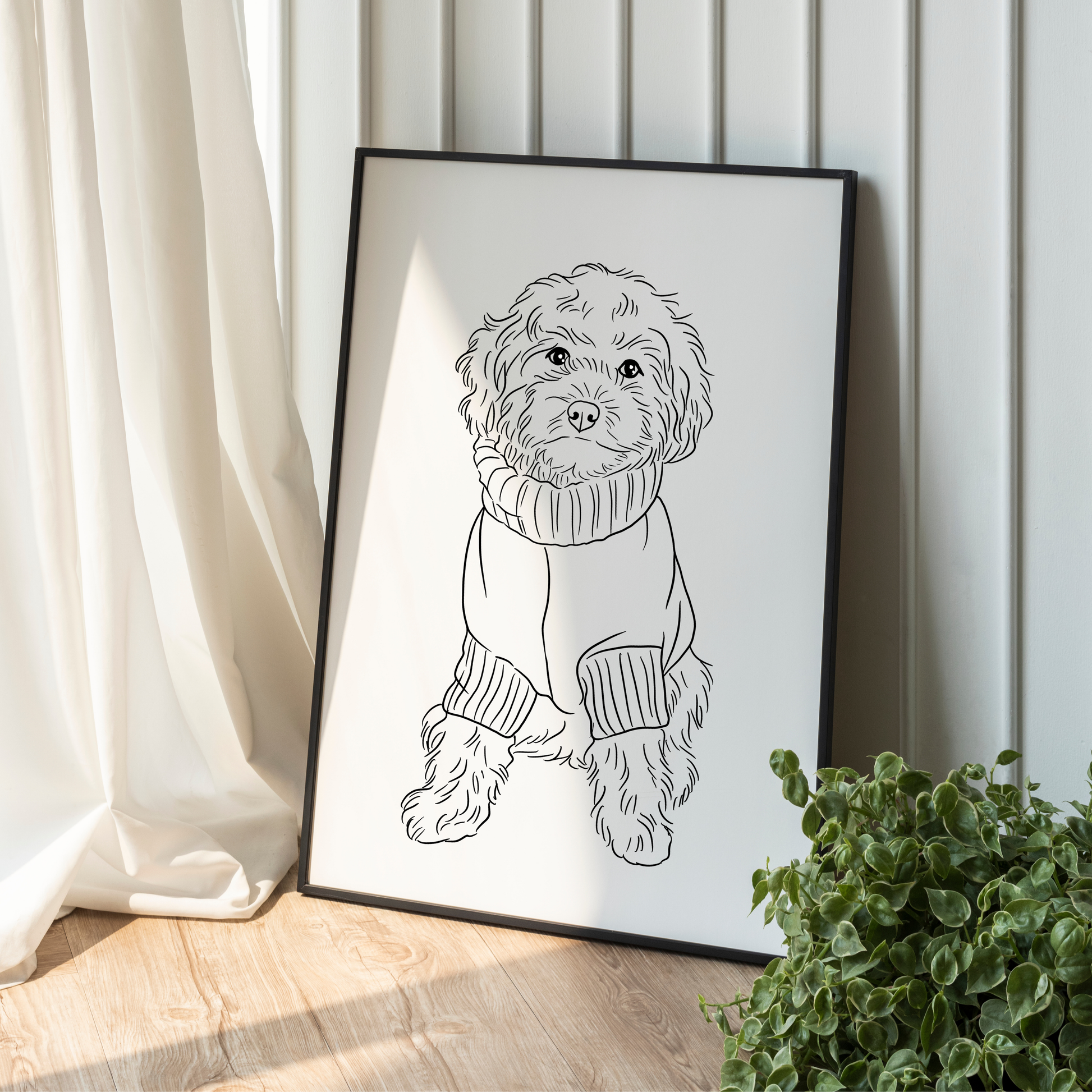 Handgezeichnetes Hunde-Linienportrait - Perfektes Geschenk für Muttertag und Vatertag