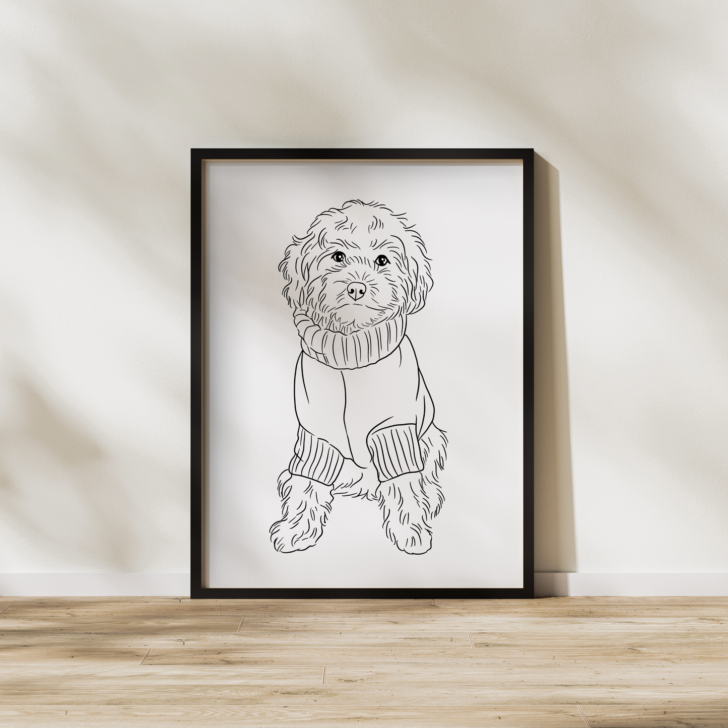 Gerahmtes Hunde-Linienportrait - Zeitloses Geschenk für Eltern