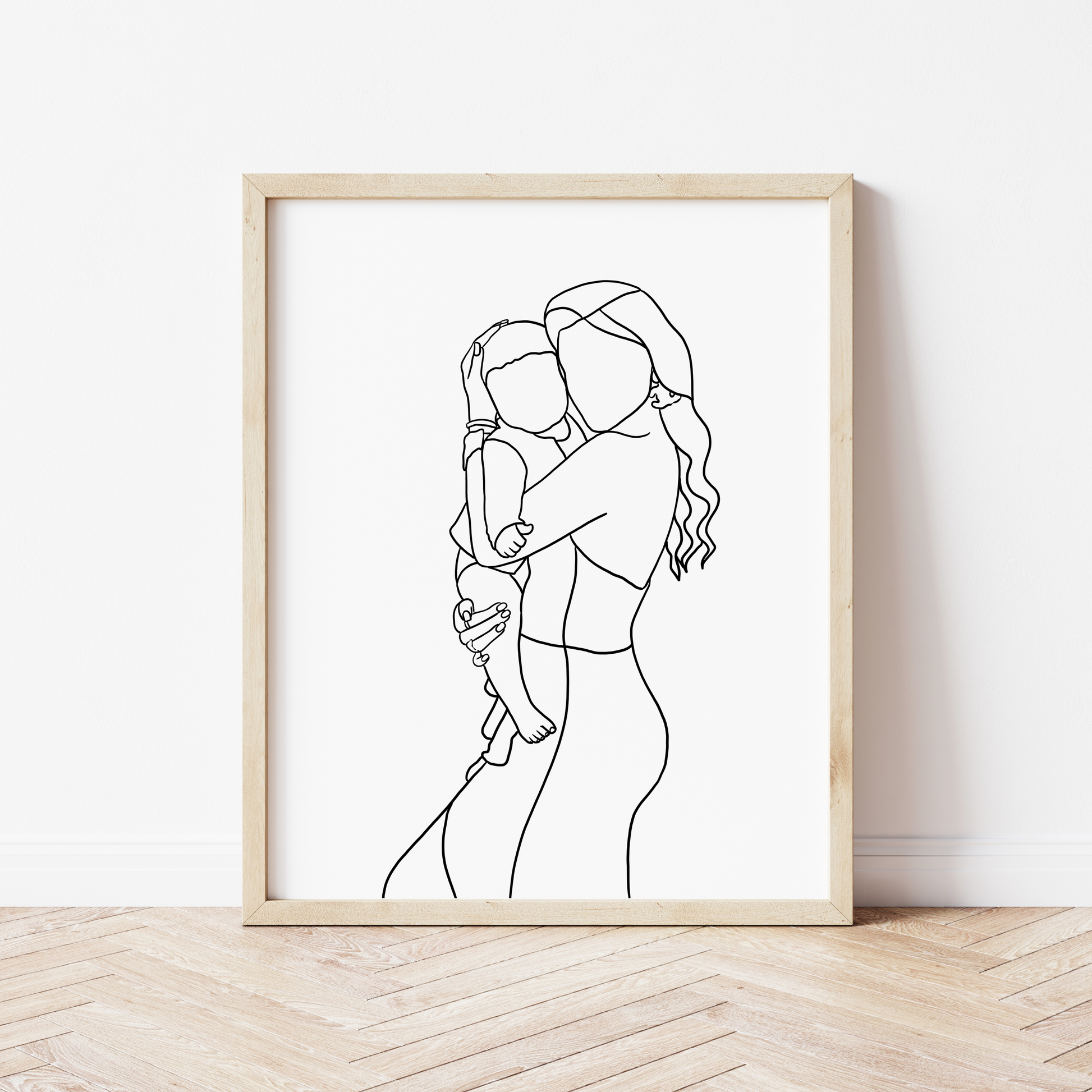 Minimalistisches Linienportrait ohne Gesichter - Passt in jedes Zuhause