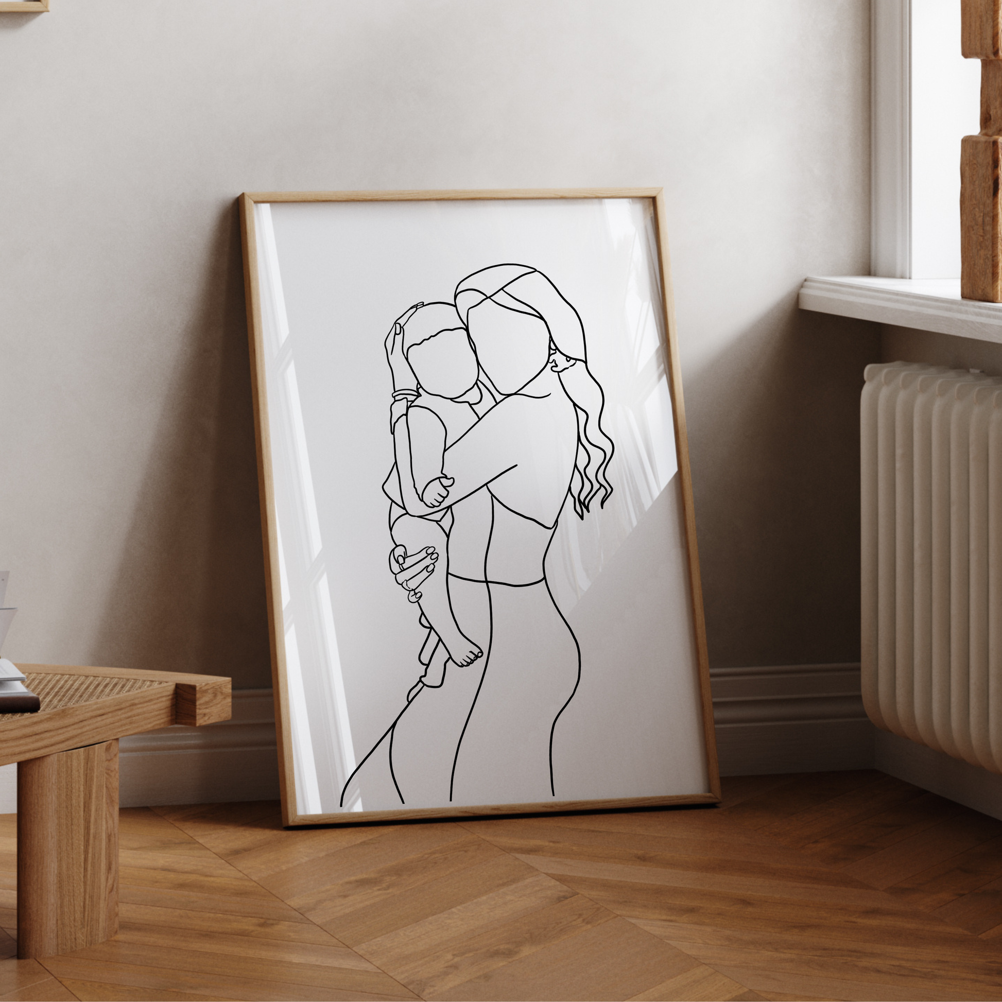 Pure Liebe in Linien - Mutter und Kind Silhouetten-Portrait