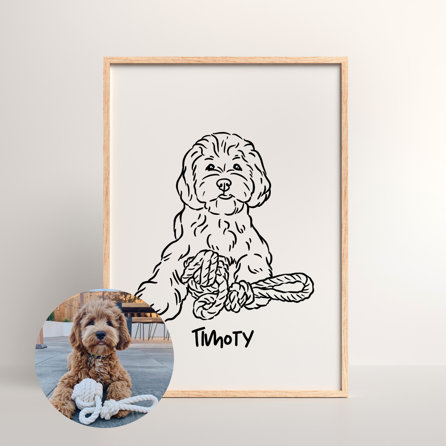 Gerahmtes Hundeportrait mit Namen - Persönliche Wanddekoration