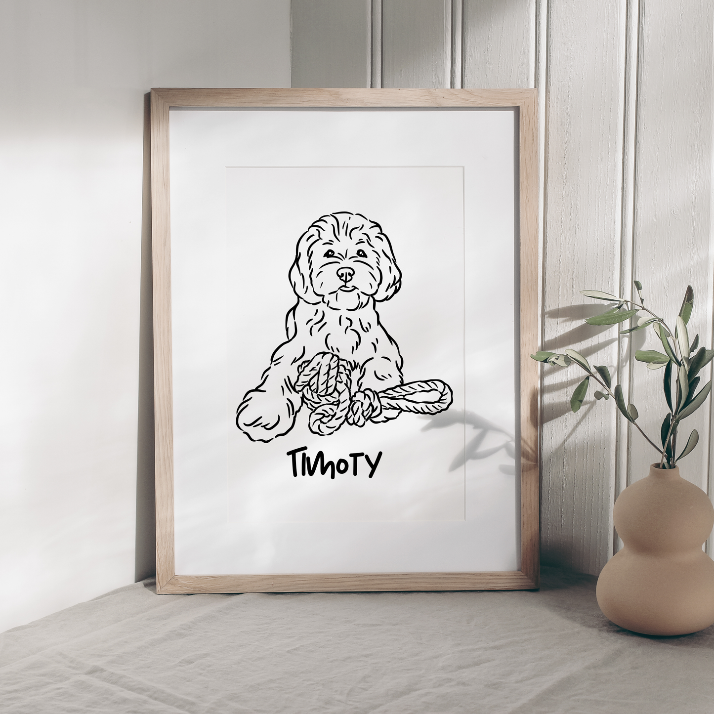 Beispiel eines Hundeportraits mit individuell integriertem Namen
