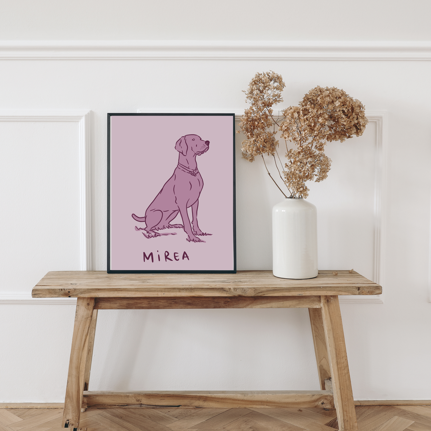 Hand-painted digital dog portrait from photo
