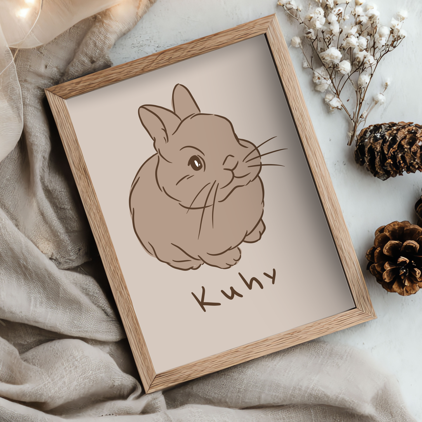 Hand-painted digital rabbit portrait from photo