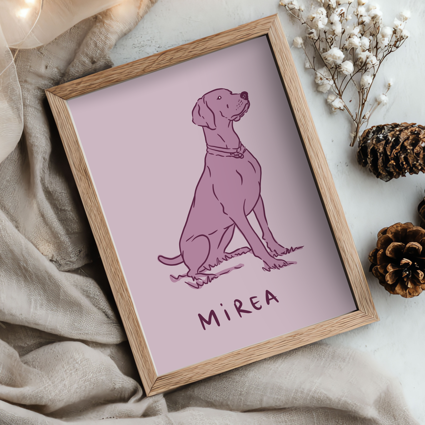 Hand-painted digital dog portrait from photo
