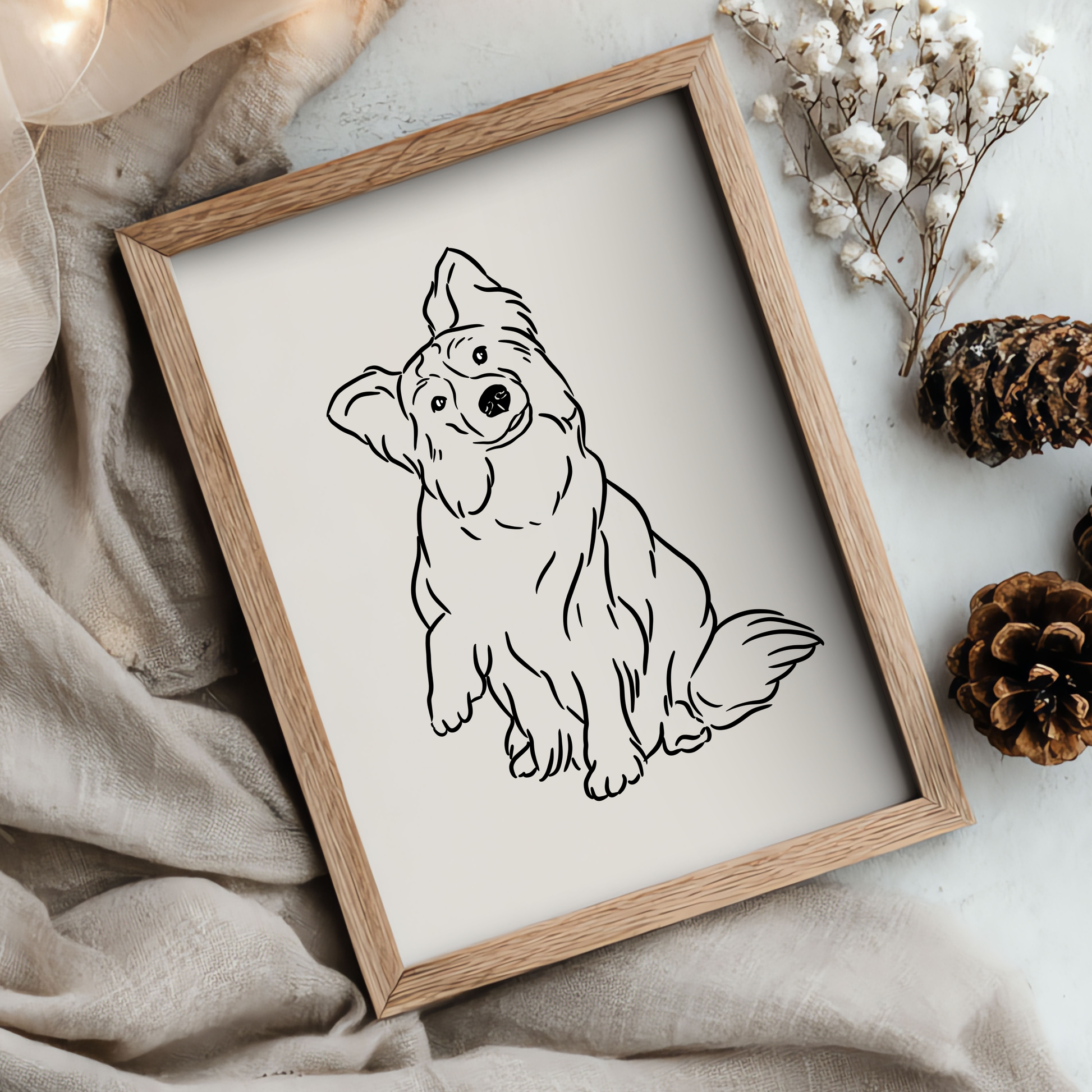Beispiel eines minimalistischen Hundeportraits mit klaren Linien