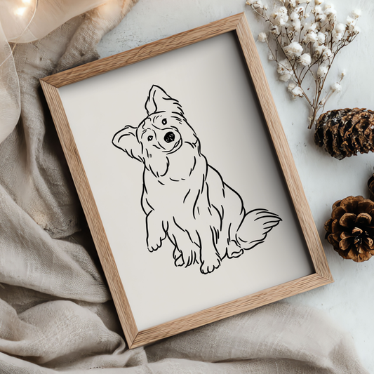 Beispiel eines minimalistischen Hundeportraits mit klaren Linien