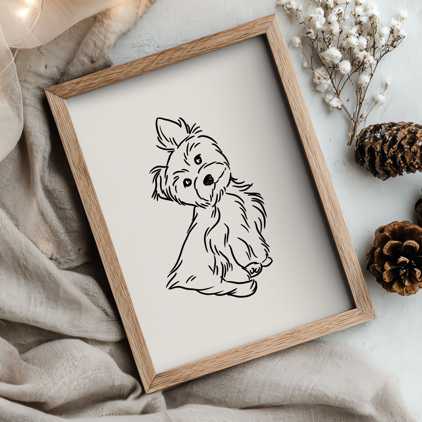 Süßes handgezeichnetes Hunde-Linienportrait mit liebevollen Details