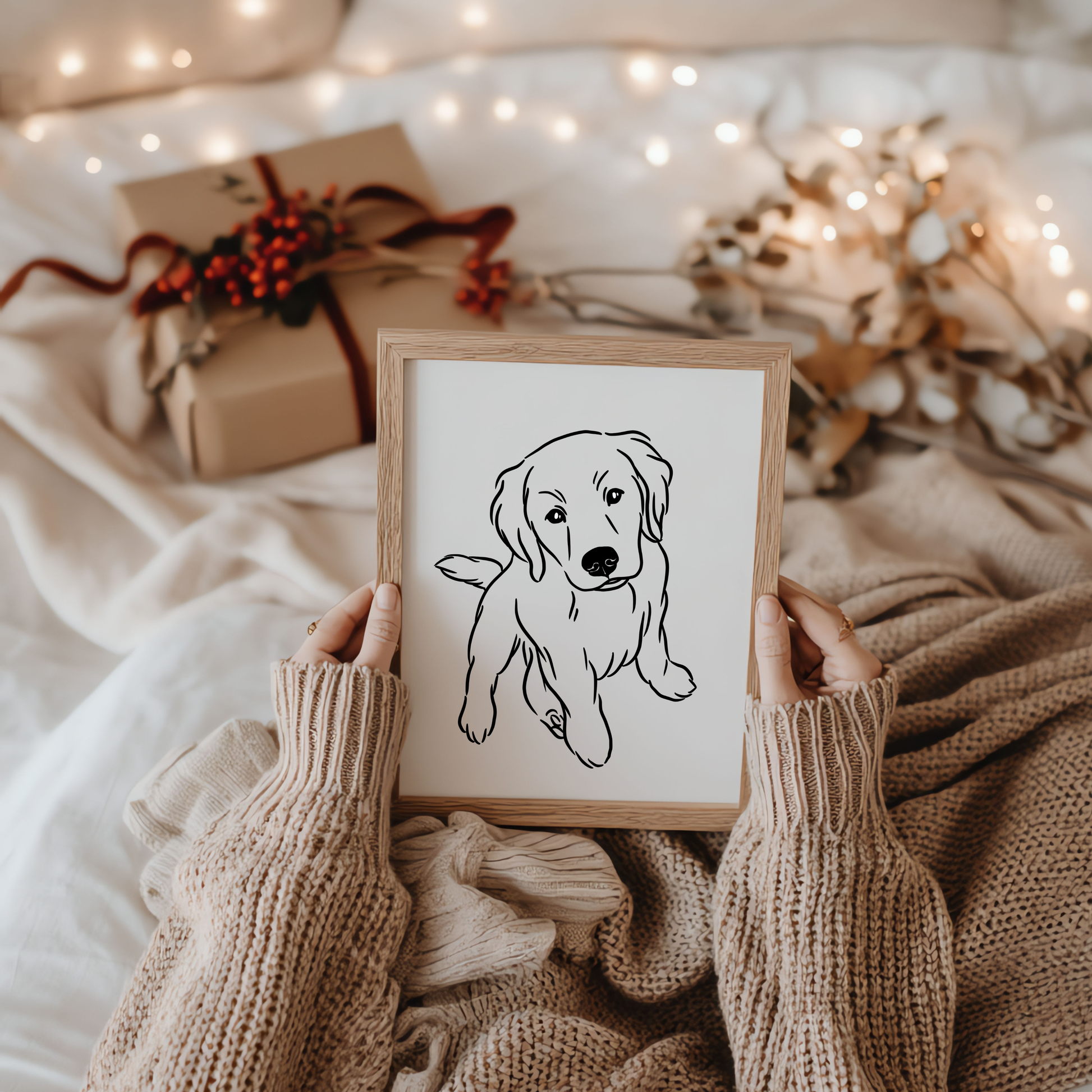 Handgezeichneter Kunstprozess für individuelle Hundeportraits