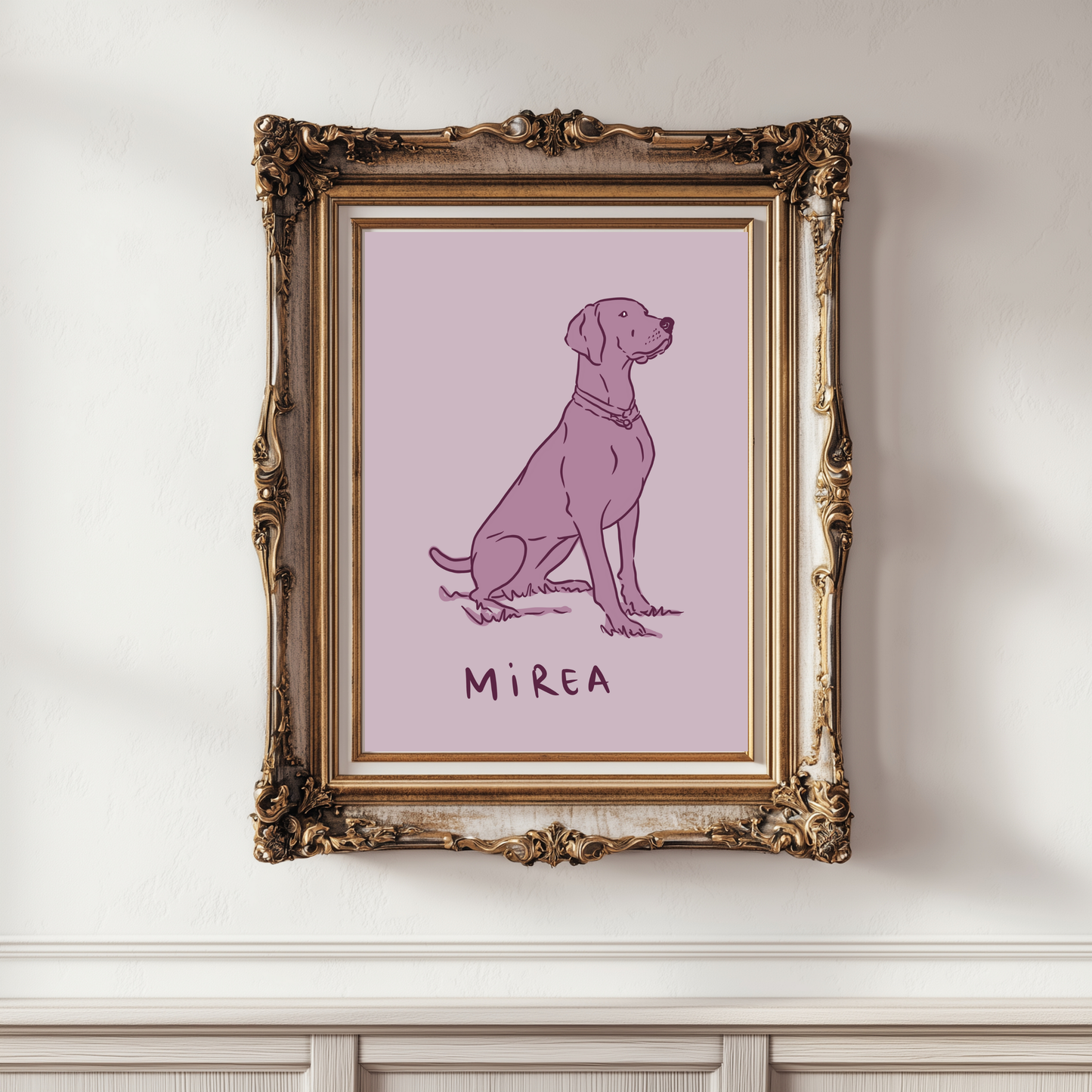 Hand-painted digital dog portrait from photo