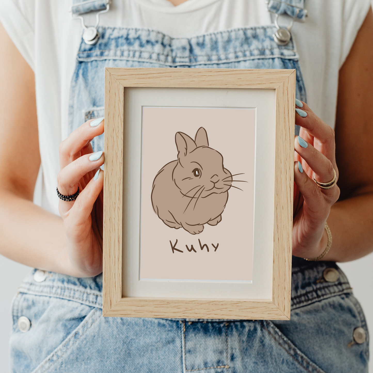 Hand-painted digital rabbit portrait from photo