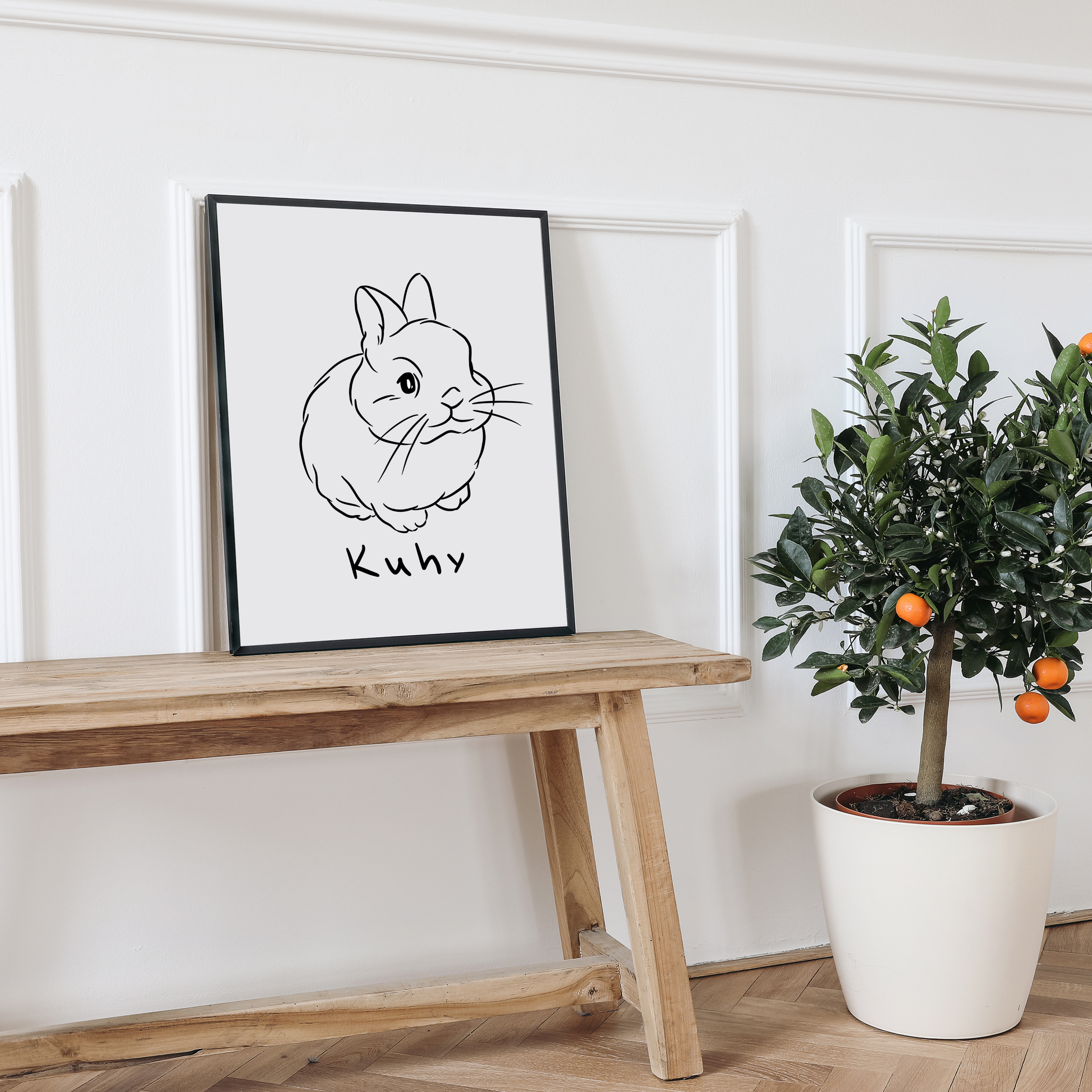 Liebevolles Andenken an ein geliebtes Haustier - Linienportrait
