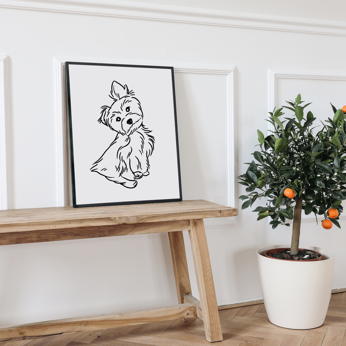 Gerahmtes süßes Hundeportrait - Bezaubernde Wanddekoration