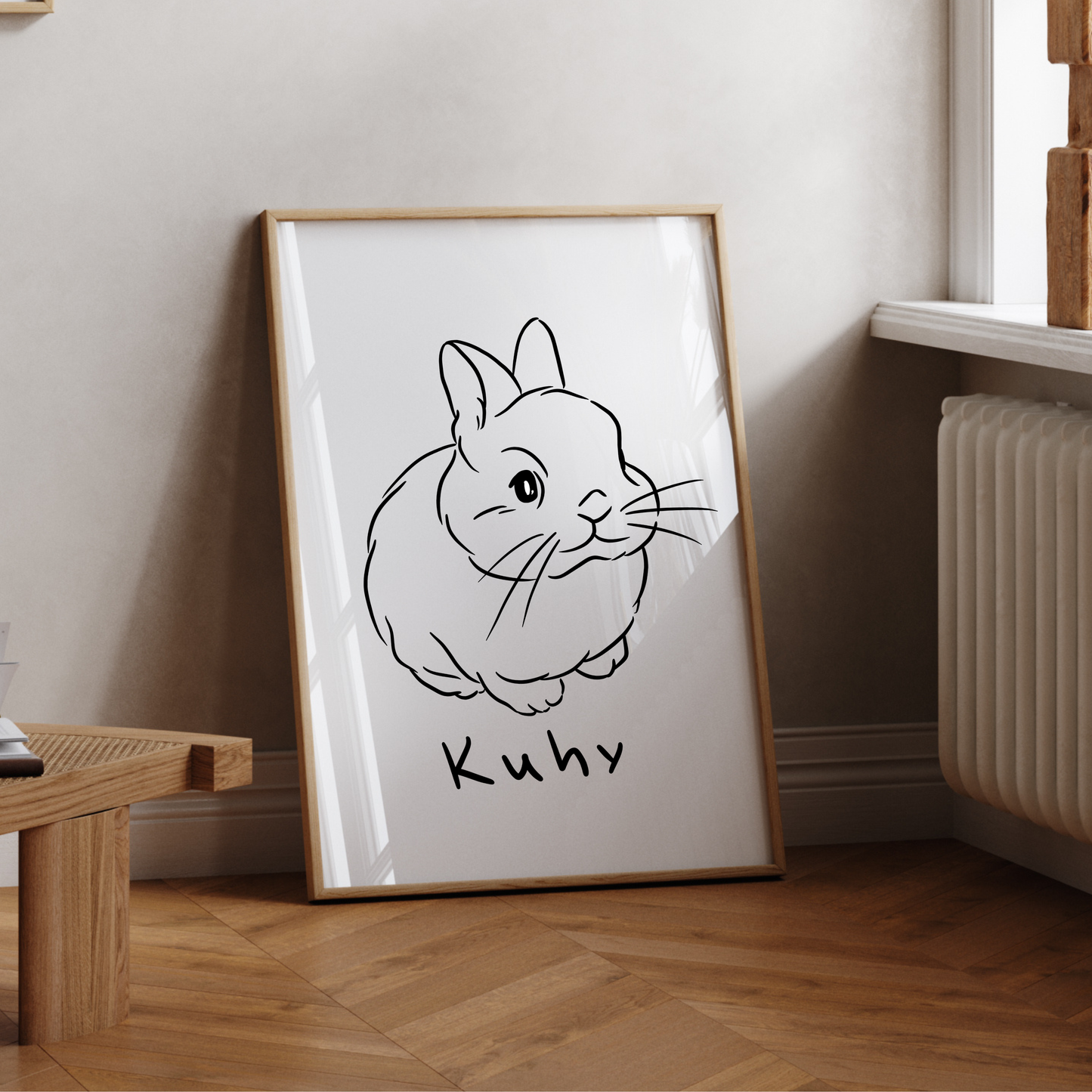 Detailansicht eines handgezeichneten Kaninchen-Portraits