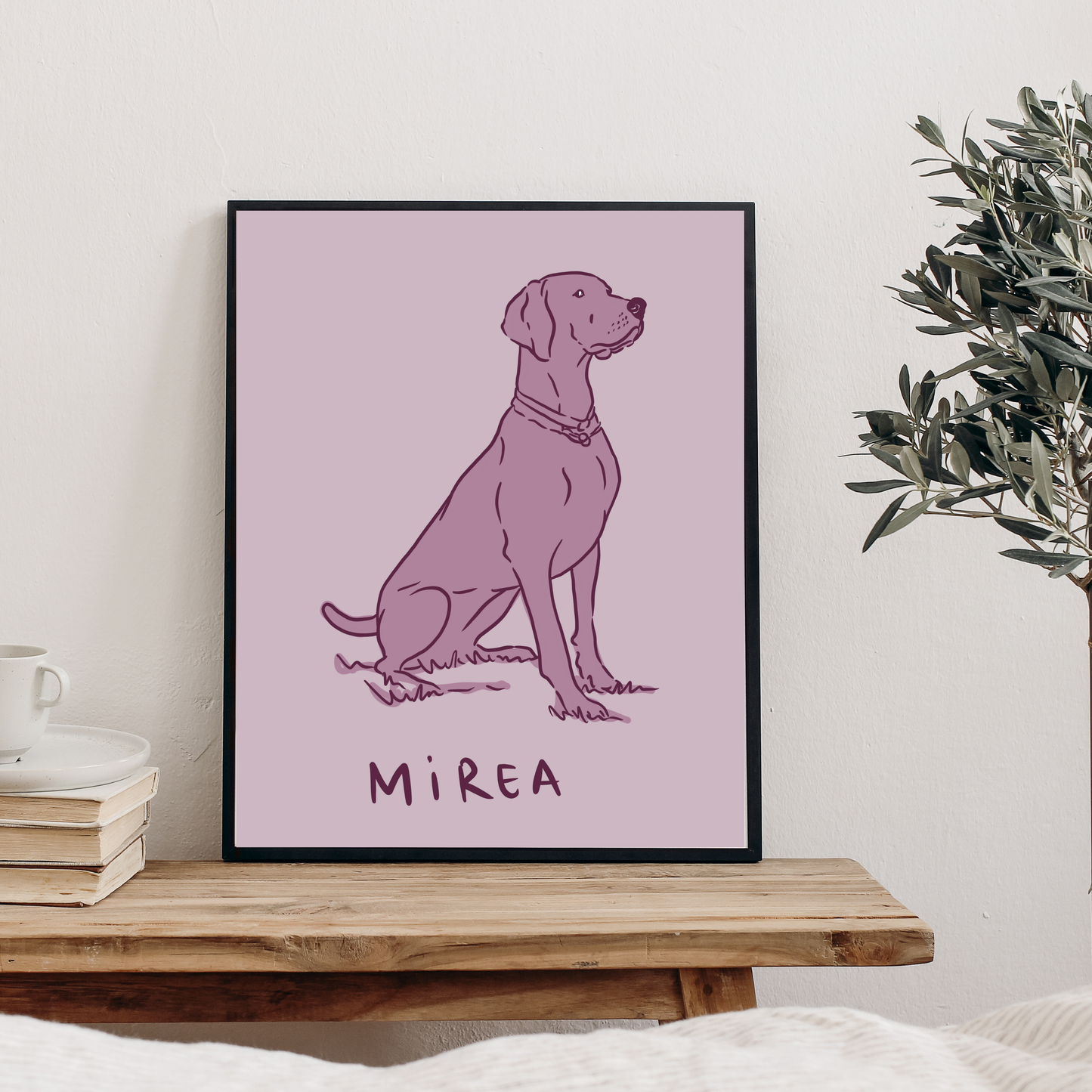 Hand-painted digital dog portrait from photo