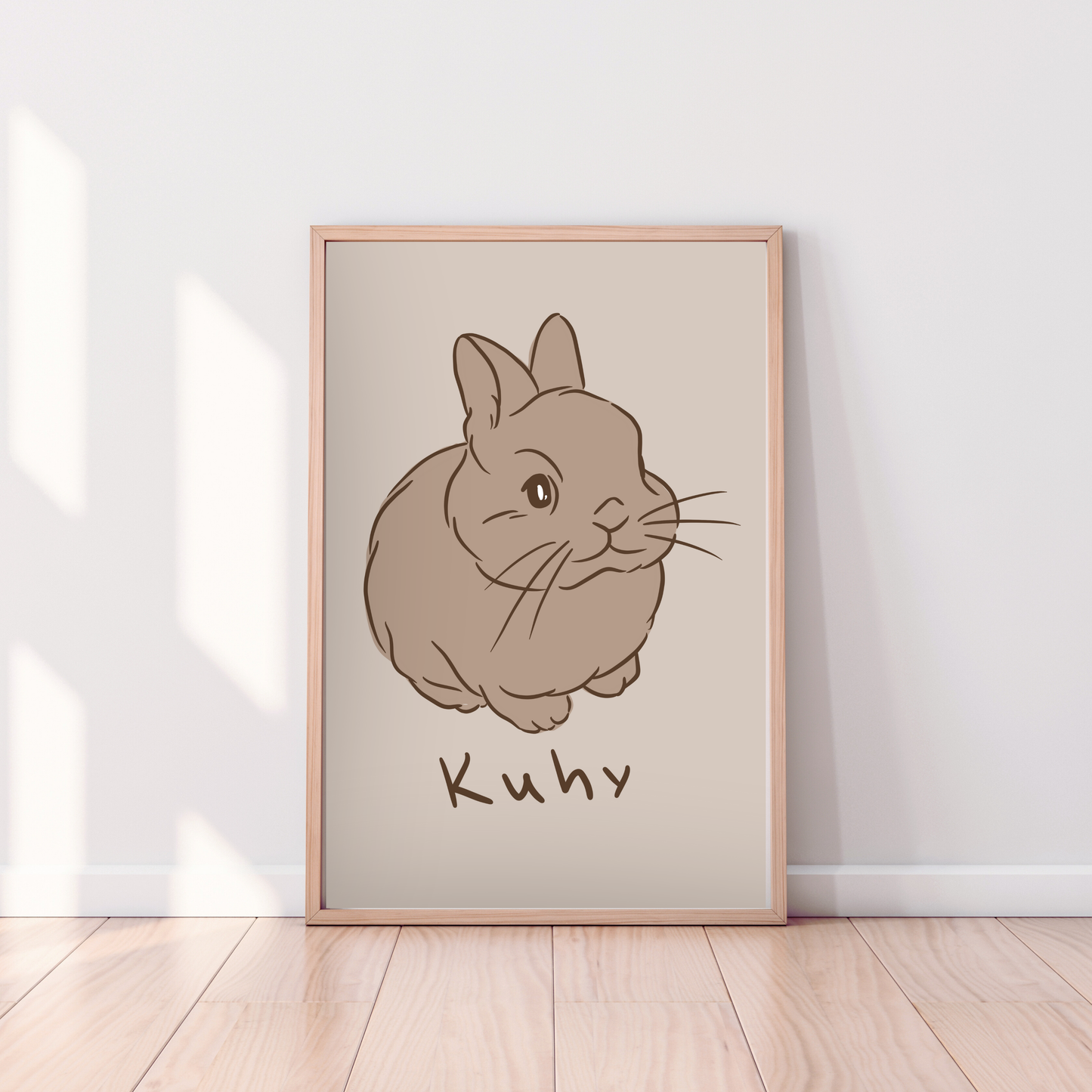 Hand-painted digital rabbit portrait from photo