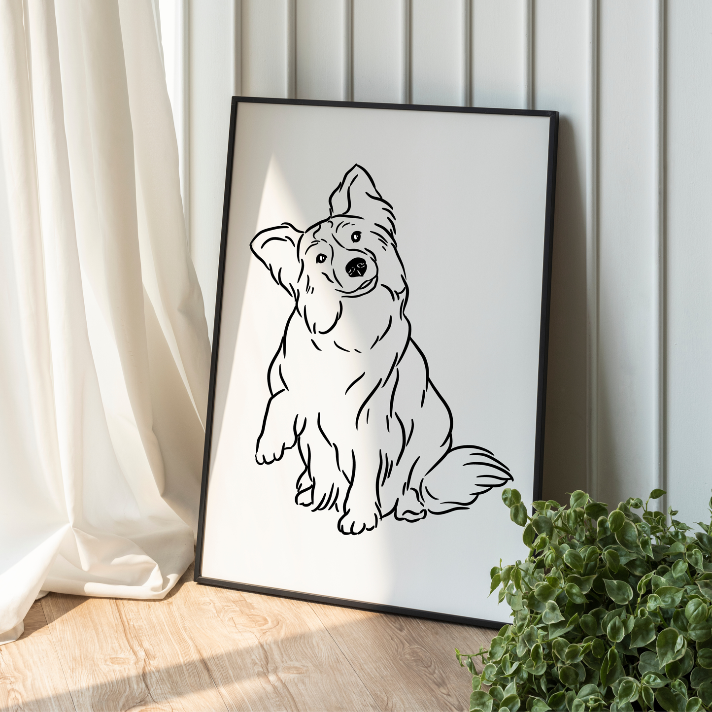 Detailansicht eines modernen handgezeichneten Linienportraits